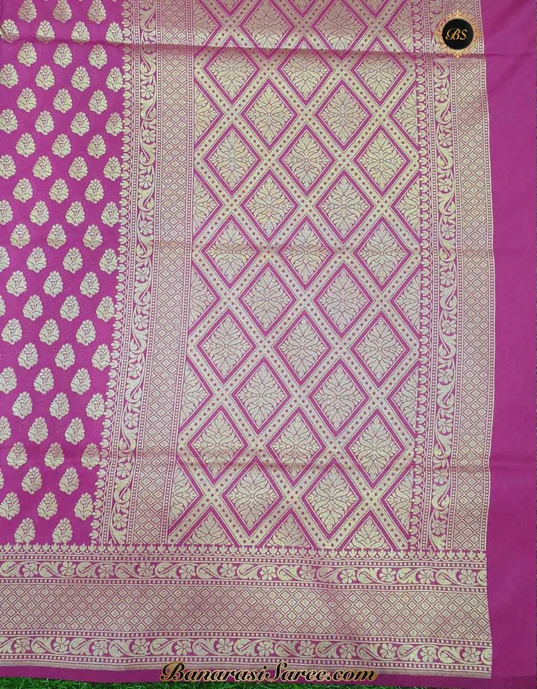 Banarasi Handloom Soft Silk Pink Color Zari Booty Saree - Image 3