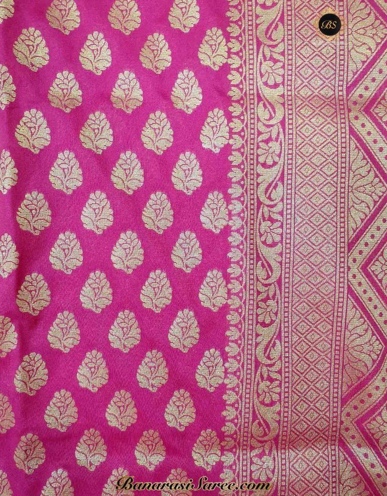 Banarasi Handloom Soft Silk Pink Color Zari Booty Saree - Image 4