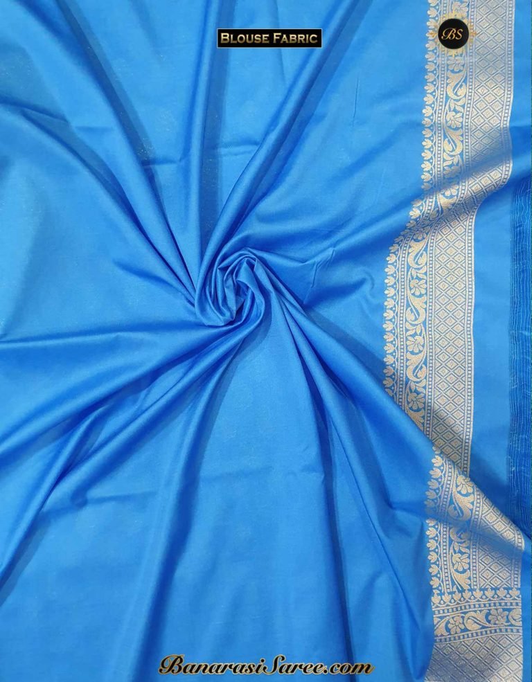 Banarasi Handloom Soft Silk Sky Blue Color Zari Booty Saree - Image 6