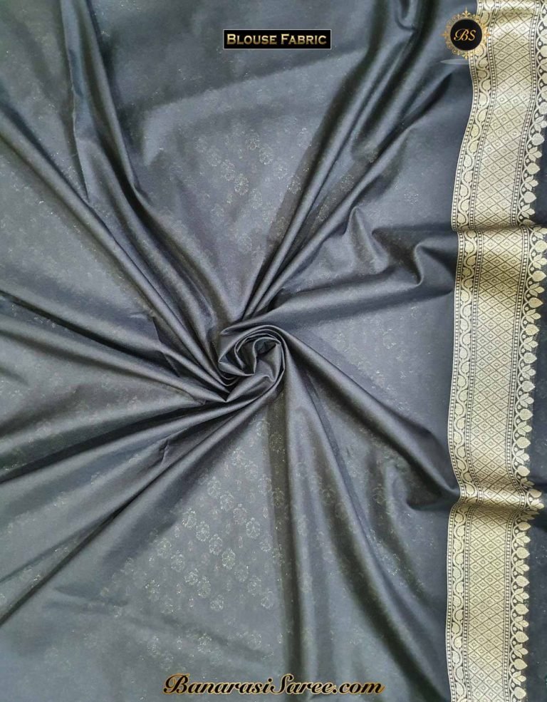 Banarasi Handloom Soft Silk Black Color Alfi Booty Saree - Image 6