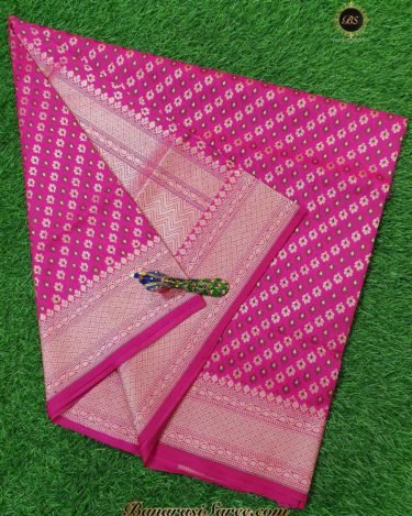 Banarasi Handloom Soft Silk Pink Color Alfi Booty Saree
