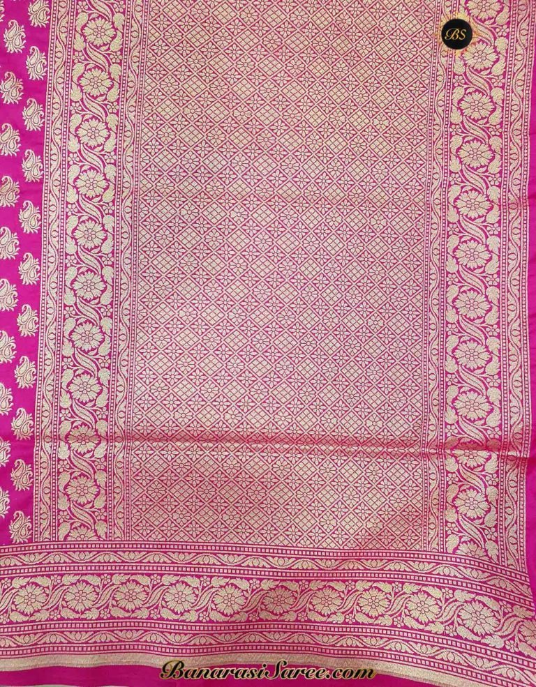 Banarasi Handloom Soft Silk Pink Color Zari Booty Saree - Image 3