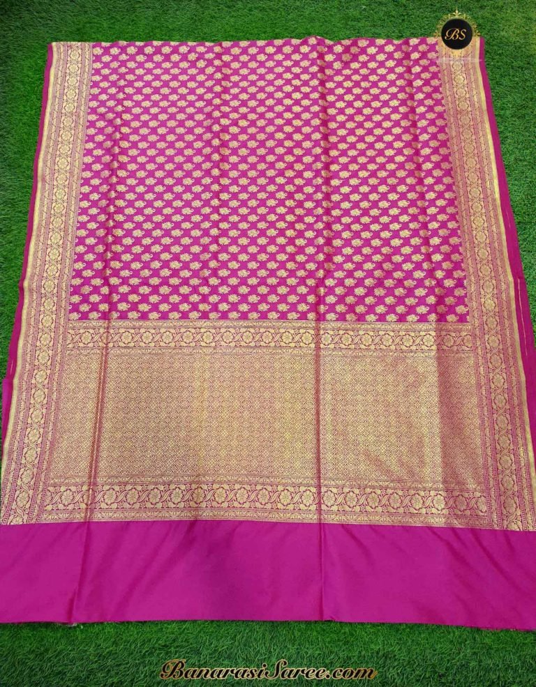 Banarasi Handloom Soft Silk Pink Color Zari Booty Saree - Image 5