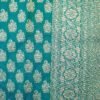 Banarasi Handloom Soft Silk Turquoise Color Zari Booty Saree - Image 3