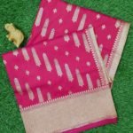 Banarasi Handloom Soft Silk Dark Pink Color Golden Zari Saree