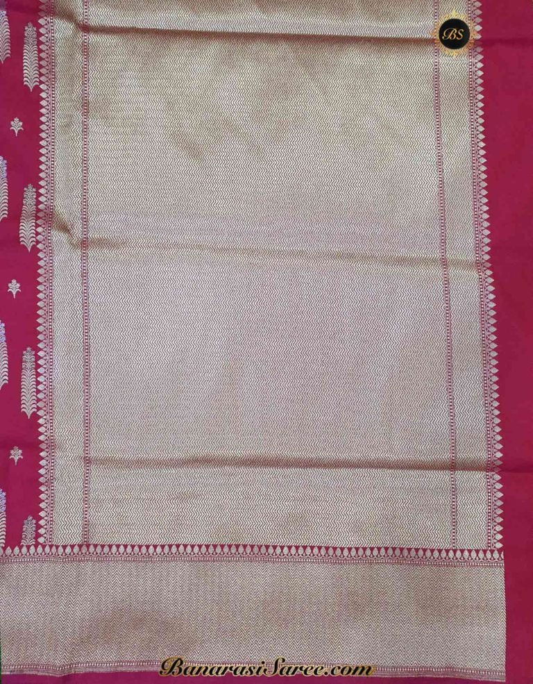 Banarasi Handloom Soft Silk Dark Pink Color Golden Zari Saree - Image 3