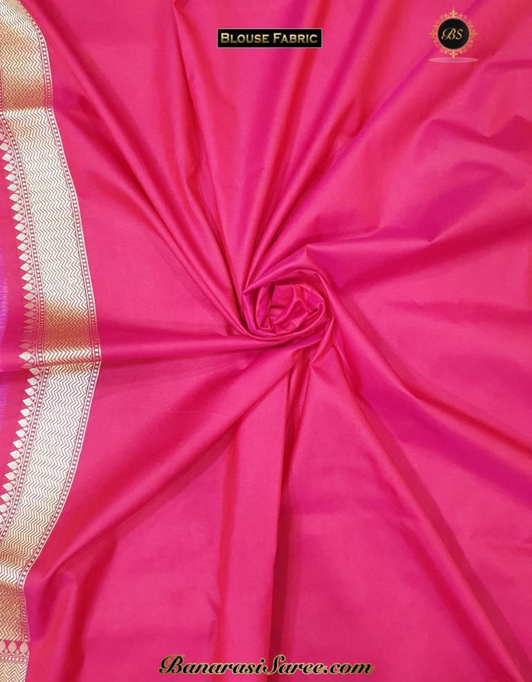 Banarasi Handloom Soft Silk Dark Pink Color Golden Zari Saree - Image 6