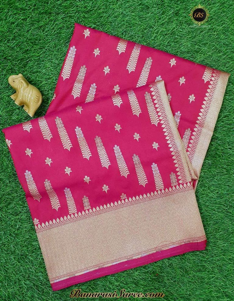 Banarasi Handloom Soft Silk Dark Pink Color Golden Zari Saree