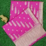 Banarasi Handloom Soft Silk Bright Pink Color Golden Zari Saree