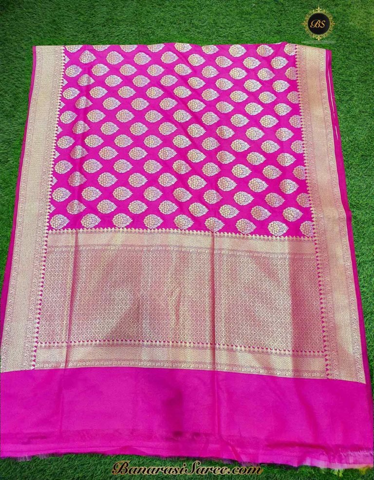 Banarasi Handloom Soft Silk Pink Color Sona Roopa Boota Saree - Image 5