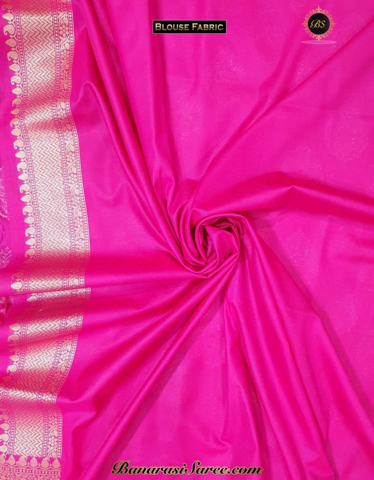 Banarasi Handloom Soft Silk Pink Color Sona Roopa Boota Saree - Image 6