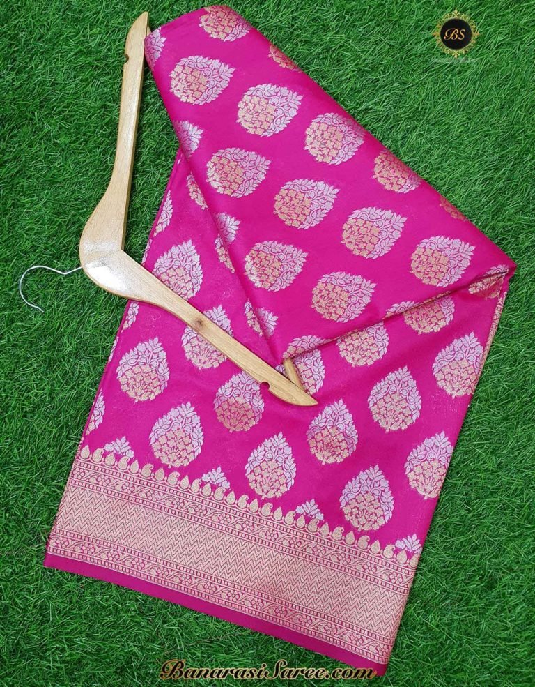 Banarasi Handloom Soft Silk Pink Color Sona Roopa Boota Saree