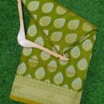 Banarasi Handloom Soft Silk Mehandi Green Color Sona Roopa Boota Saree