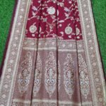 Banarasi Handloom Soft Silk Maroon Color Sona Roopa Jaal Saree