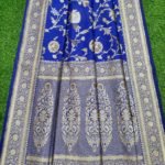 Banarasi Handloom Soft Silk Royal Blue Color Sona Roopa Jaal Saree