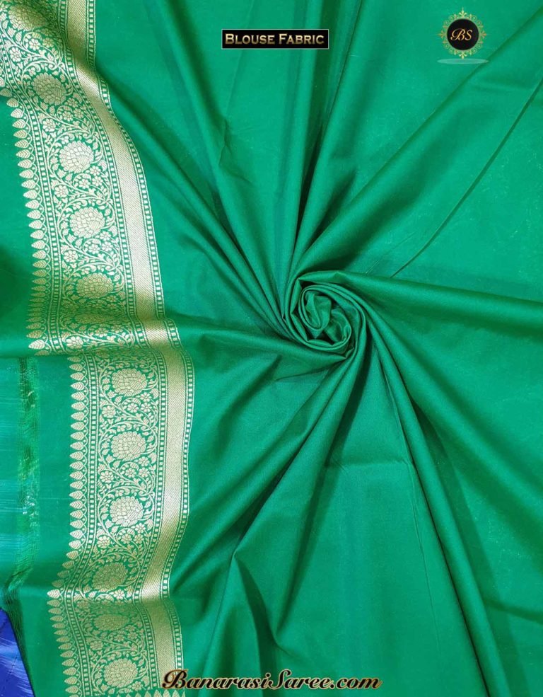 Banarasi Handloom Soft Silk Dark Green Color Sona Roopa Jaal Saree - Image 7