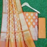 Banarasi Handloom Cotton Silk Orange Color Boota Suit