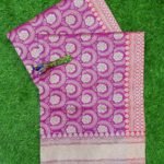 Banarasi Handloom Soft Silk Magenta Color Zari Jaal Saree